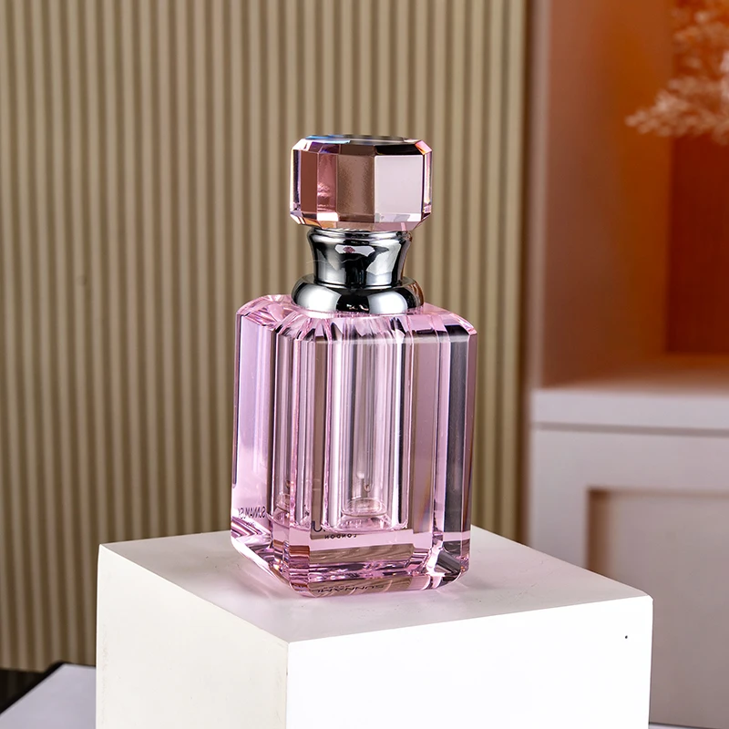 product new product pink square beautiful fashion glass empty bottle 12ml customizable sleeping perfume bottle-8