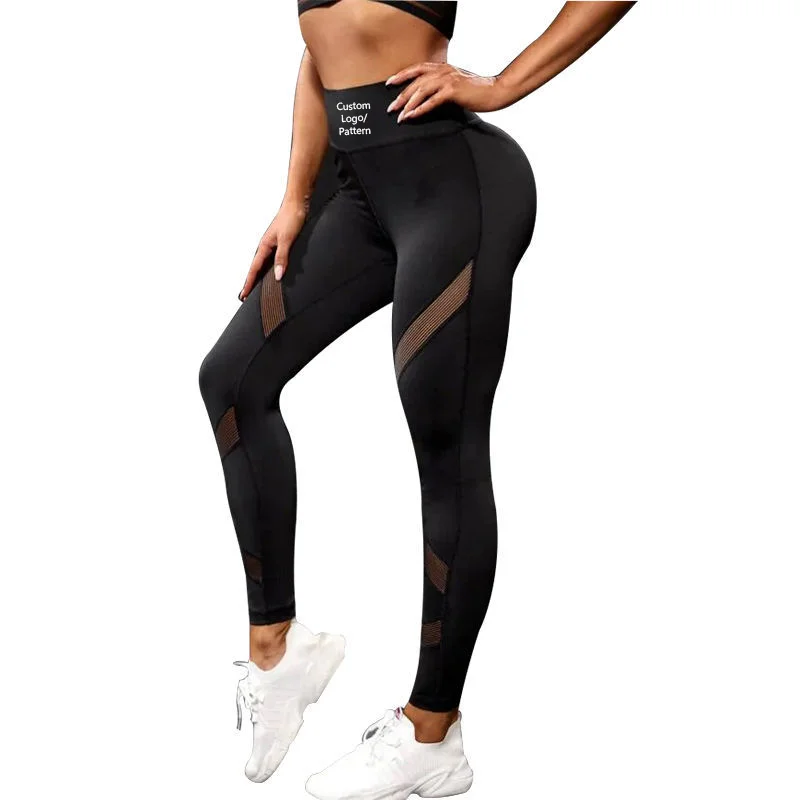 High Waist Women Activewear Workout Mesh Leggings Dance Yoga Leggings with Mesh for Women Plus Size Sports Yoga Pants