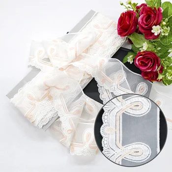 Elegant white 6cm straight edged lace embroidery clothing and home textile decoration