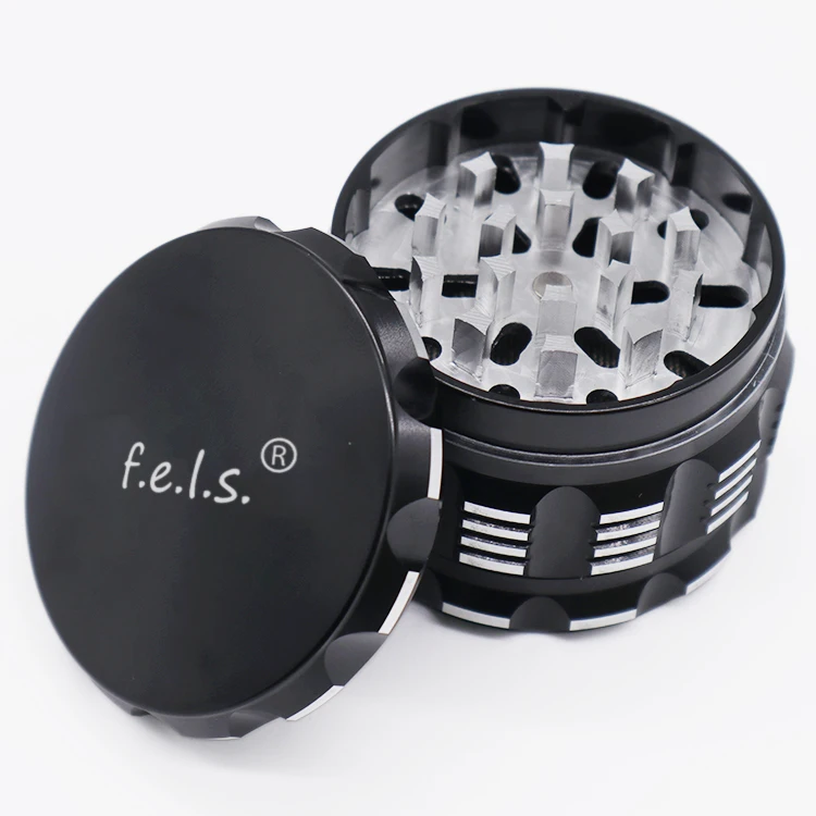 Mr HEMPZY New Herb and Spice Grinder 2.5 4 Layer Aluminum Alloy Design Includes Pollen Scooper Black
