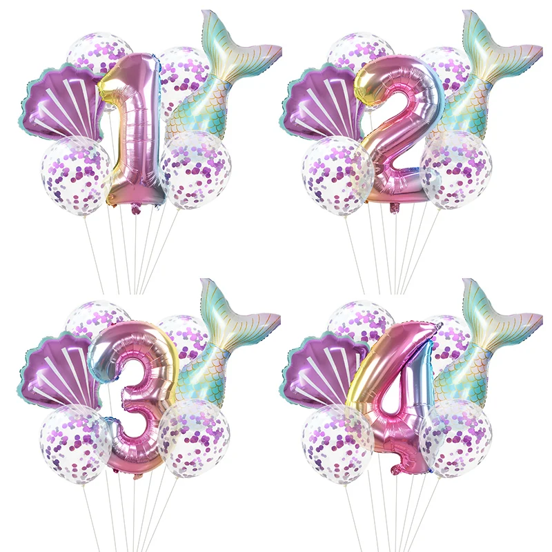 Mermaid Foil Balloons Happy Birthday Children Baby Shower Birthday Party Decor 