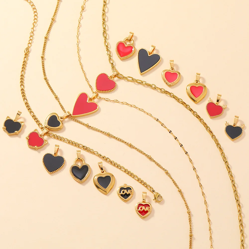 Classic Refined Elegant Women Drop Oil LOVE Love Pendant Necklace Handmade DIY Jewelry Accessories 13