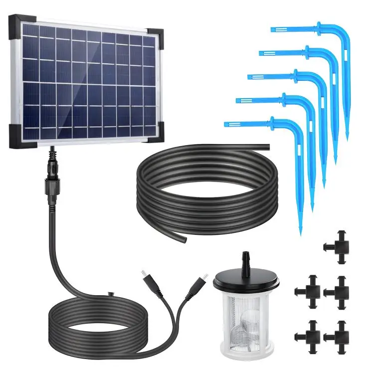 Solar Auto Drip Irrigation System Solar Powered Drip Irrigation Kit Built-in 2200mAh Battery Supported 30 Pots 7 Timer Modes IP6