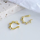 Earrings Wholesale Exquisite Jewelry Copper Plated 18k Gold Female Earrings C-shaped Stone Ear Clip