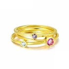 925 Silver Gold Plated Gemstone Factory High Quality 925 Sterling Silver Gold Plated Stackable Dainty Gemstone Ring