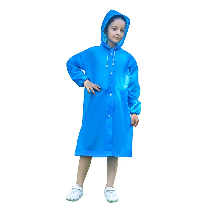 DD1612 Outdoor Waterproof Rain Gear Reusable EVA Rain Coat with Hood and Sleeves Kids Poncho for Hiking for Boys and Girls