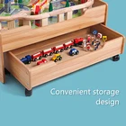 Train Onshine 2021 New Style 100pcs Train Track Table With Storage Box Wooden Fun Train Toy