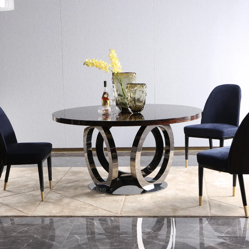 black round dining table set for 6