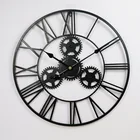 Clock Antique Style Industrial Luxury Wall Clock Gold Round Metal Gear Clock