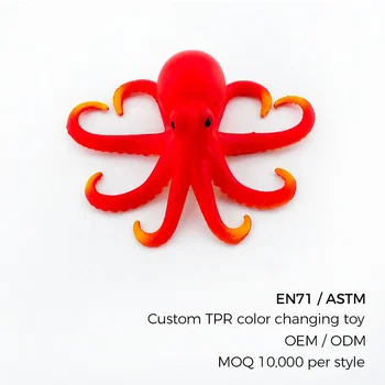 TPR Color-Changing Stretchy Squeeze Sea Animal Toys Glow in the Dark Squid Octopus Stingray Collectible | OEM MOQ 10,000