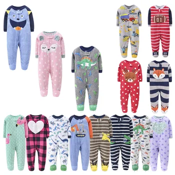Hot sale 2022 new baby boys rompers newborn toddler girl flannel footed pajamas baby clothes