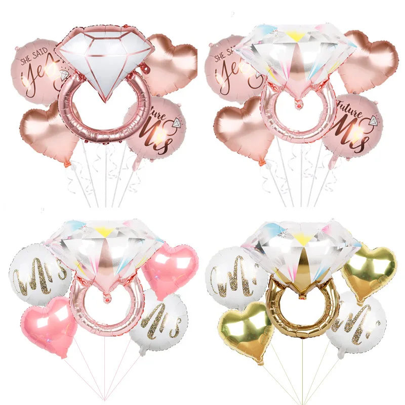 Large rose gold diamond ring balloon set Valentine's Day confession color diamond proposal wedding party decoration