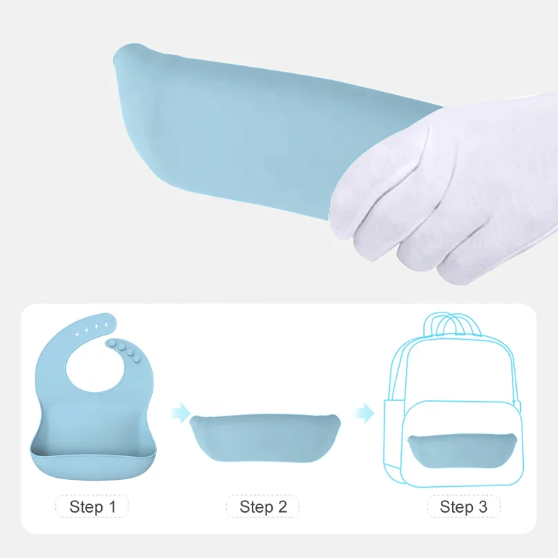 BPA Free Waterproof Silicone Baby Bib  With with Food Catcher Baby Silicone Bibs Wholesale Feeding Supplies