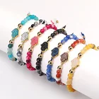 Palm Adjustable Bracelet Natural Agate Stone Beaded Palm Charm Adjustable Bracelet Wholesale