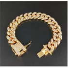 Cz Hip Hop Jewelry Iced Out CZ Miami Cuban Link Chain Bracelet Shiny Crystal Rhinestone Cuban Chain Bracelet