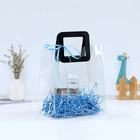 Transparent Handbag Simple Transparent Waterproof PVC Plastic Cosmetic Clothing Snap Handbag With Logo