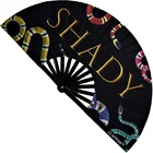 Hand Fan Folding Hand Fan Holographic Good Vibes LARGE 66cm Hand Made Folding Fan Perfect For Festivals