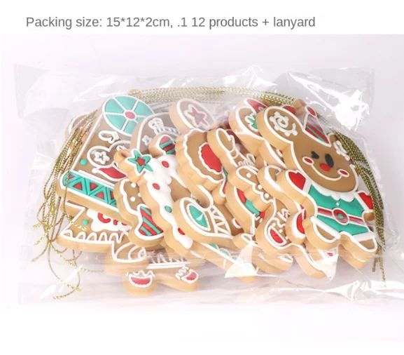 12种高大姜饼人挂圣诞树摆件节日派对装饰品礼品新品