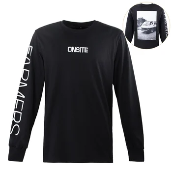 designer casual male full sleeve t-shirt crew neck custom graphic printed men cotton embroidery plain black long sleeve t shirt
