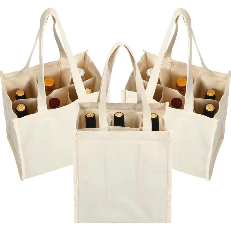 Manufacturer Customized Cotton Wine Bag with Printed Logo Single Packaging Canvas Bottle Bags Featuring Letter Pattern factory