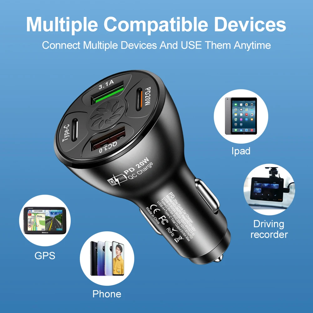 Car Usb Charger Quick Charge 3.0 Qc 3.0 Dual Usb Fast Charging Car