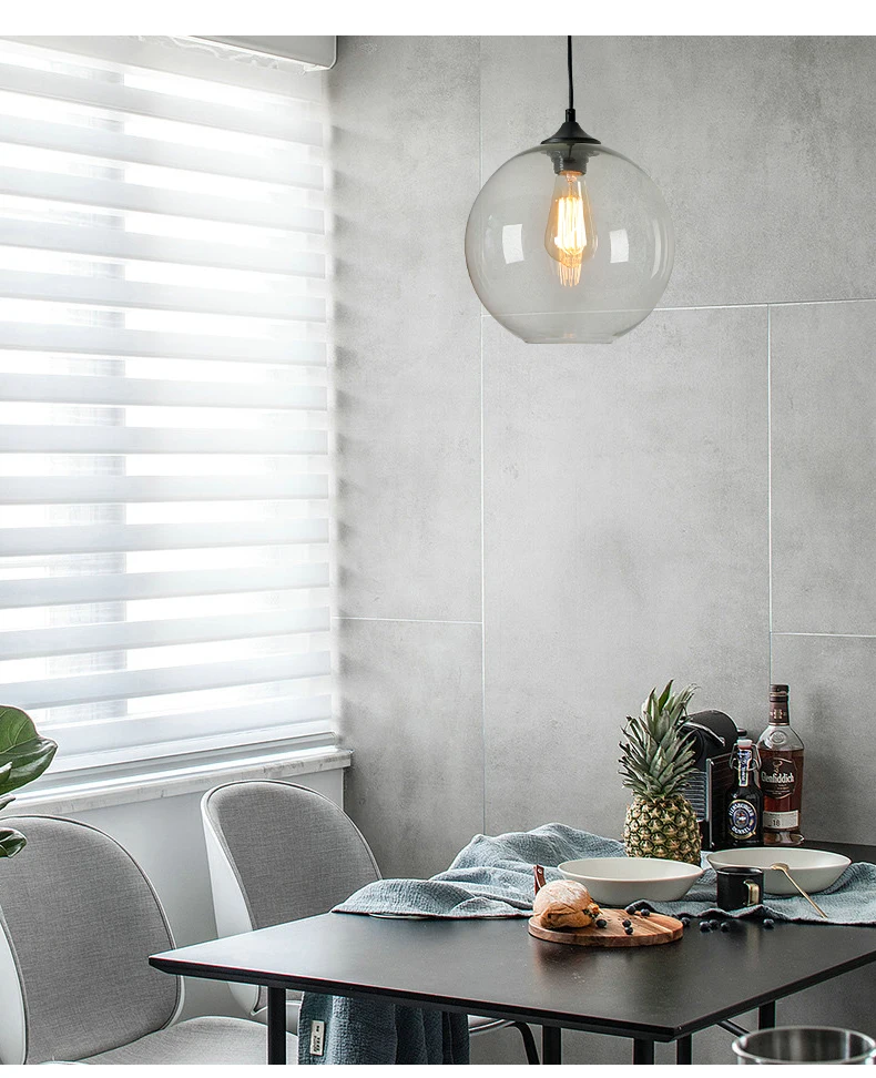 Vintage Industrial Glass Shade Loft Pendant Light E27 Retro Indoor Lighting restaurant dinning room