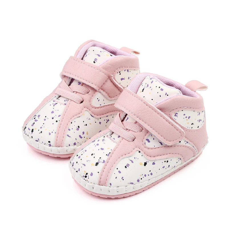 Colorful Little Graffiti Baby High-top Wear-resistant Soft-soled Non-slip Toddler Shoes factory