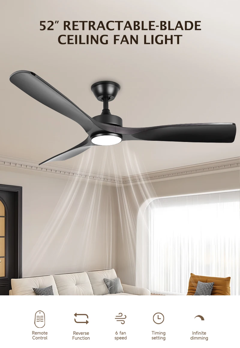 Ceiling Fan, Abs, 3 ABS Blades, AR-CFL-CB-1028-BK - detail 2