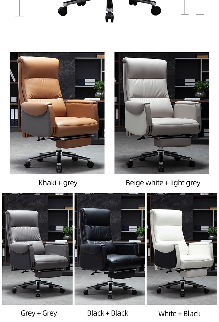 HRZ- Big and Tall Executive Office Chair with Wood Accents Adjustable High Back Ergonomic Lumbar Support, Bonded Leather