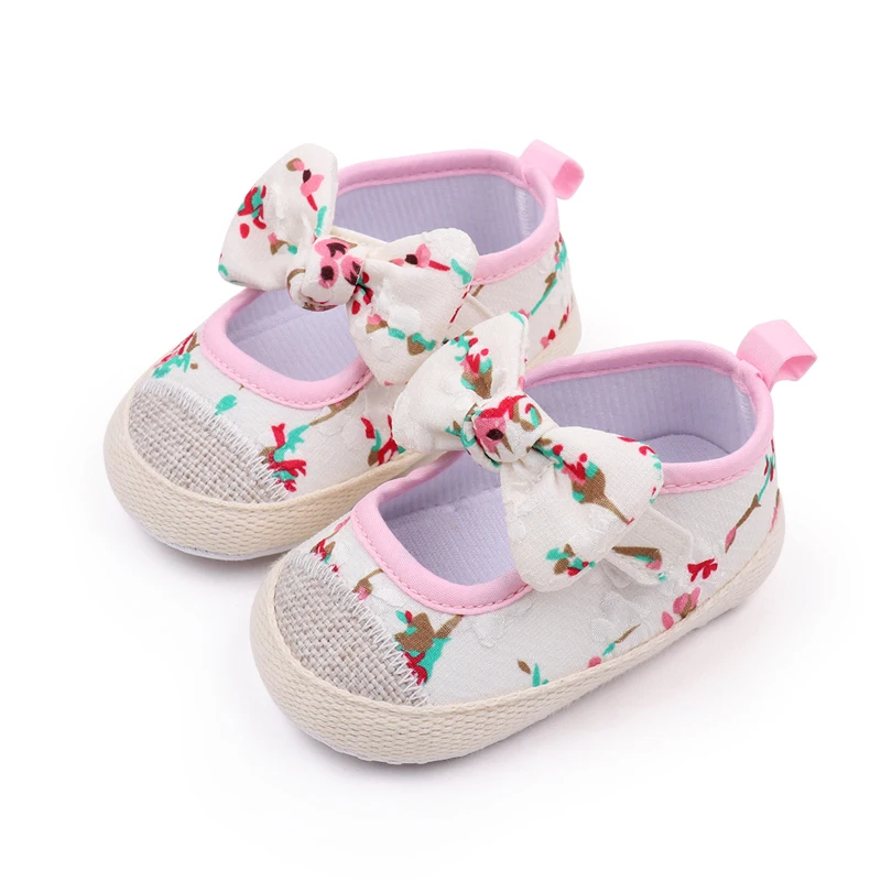 Spring and Autumn Baby Small Floral Soft Sole Non-slip square Shoes for Baby Girls Bow Walking Shoes details