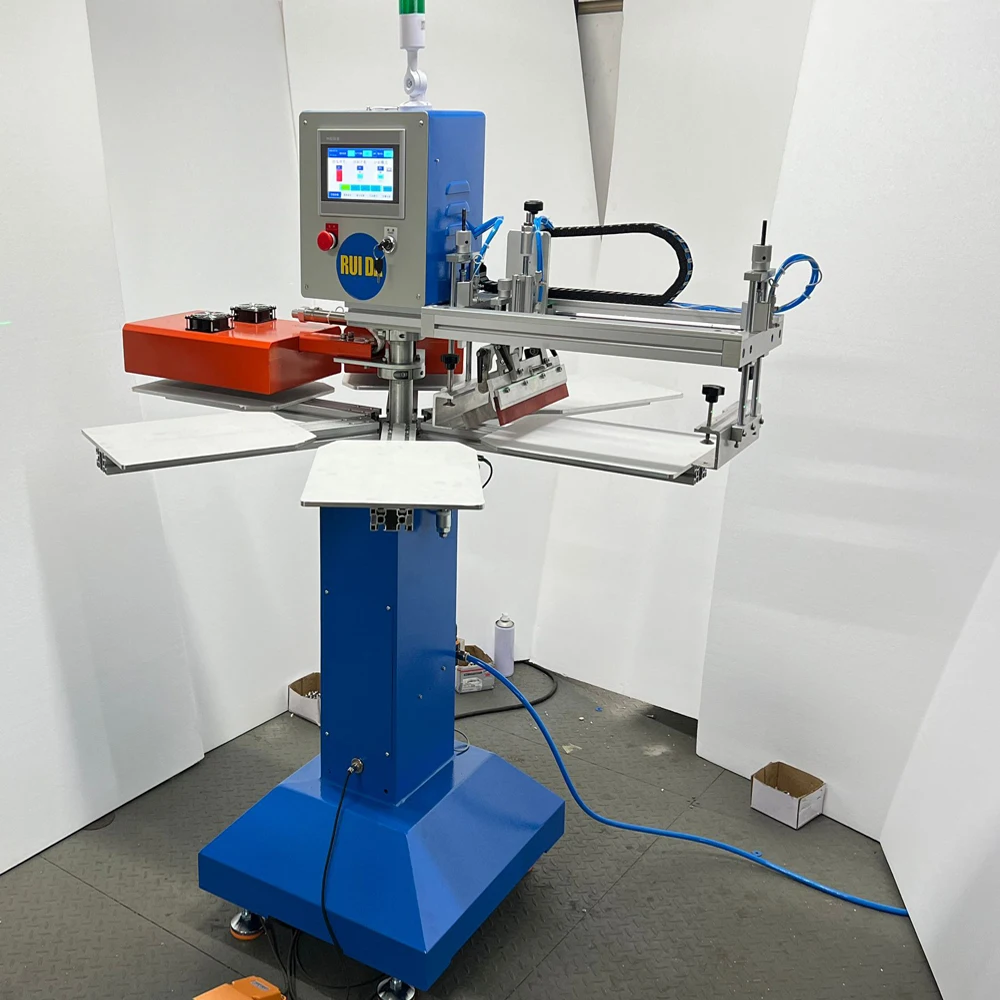 product 1 color automatic carousel silk screen printing machine for t shirts cloths textil garment-6