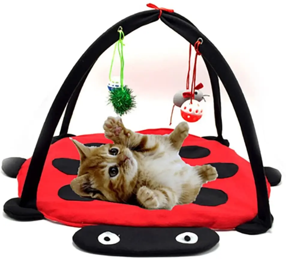 cat play mat with hanging toys