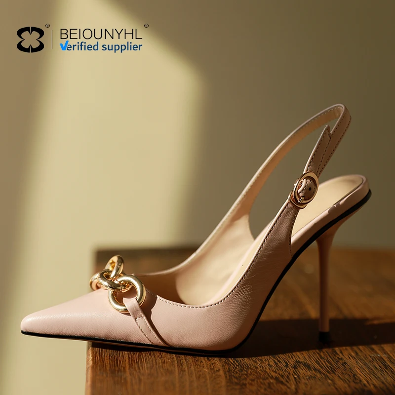 2024 Customized New Summer Shallow Mouth Pointy Heels Stilettos Sandals Women Elegant Point Toe Court Pumps Sandals For Ladies