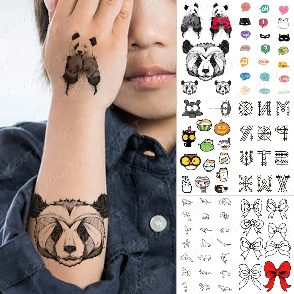 Custom Small Size Cute Panda Hand Waterproof Temporary Tattoo Sticker For  Kids - Buy Tattoo Sticker Body,Tatoo Temporary For Kids,Temporary Tattoo  Waterproof Product on 