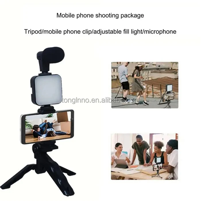 Top Sales AY-49 Video Making Vlog Tripod Kit With Led Fill Light Microphone Vlogging Kits for Live Brocast Table Tripod