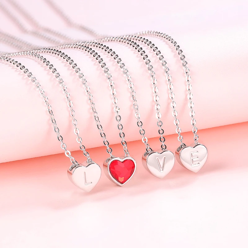 CDE YN0873 Fine 925 Sterling Silver Rose Gold Plated Jewelry Wholesale Small Pure Silver Minimal Heart Pendant Necklace