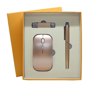 Business office wireless mouse pen USB gift sets box wedding giveaways for guest