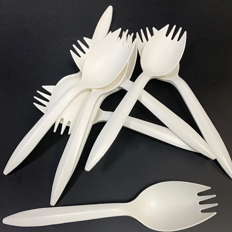 ECOLINK Wholesale Cheap 100% Eco Friendly Biodegradable Disposable PLA Serving Fork Spoon Spork