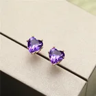 Earrings Hot Sale 4mm Heart Stars Genuine Gemstone Birthstone Zirconia Stud Earrings For Women And Girls
