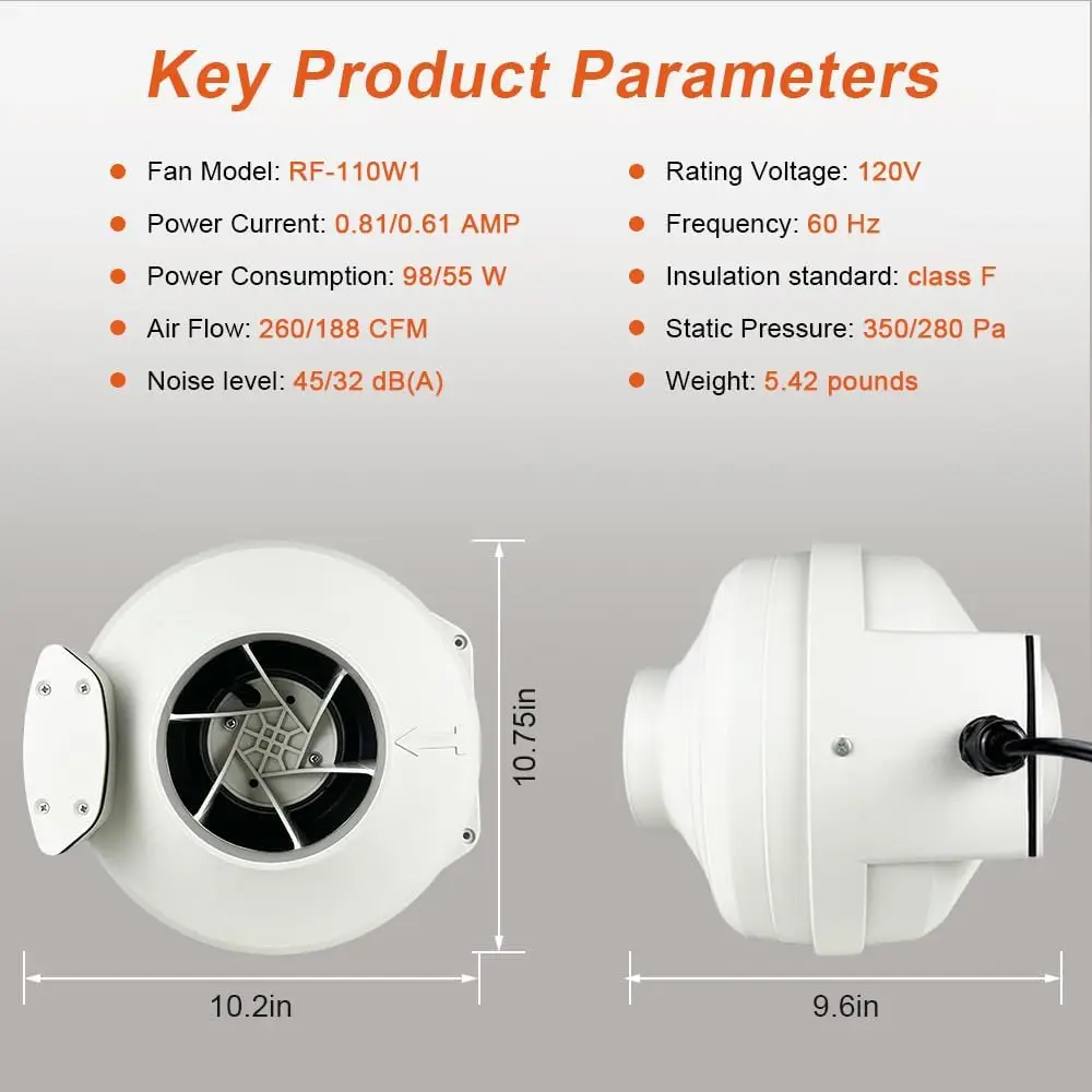 Vent Kit Air Extractor, DCFAIR, RF-110W1-Kit, Plastic - detail 6