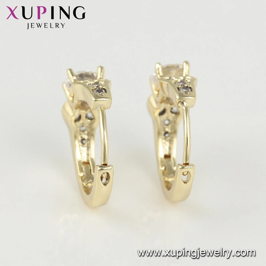 80243 Xuping fashion inlayed synthetic CZ gold plated small wholesale jewelry hoop earrings for women
