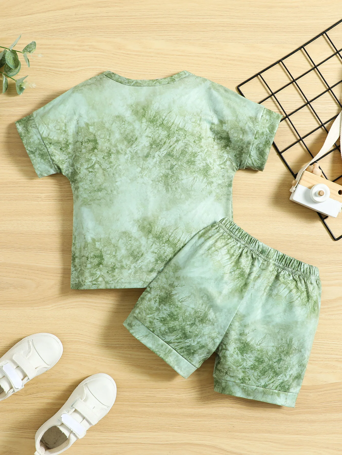 New fashion summer children tie-dye outfits girl's sports suit biker shorts set casual two-piece clothing set for girls