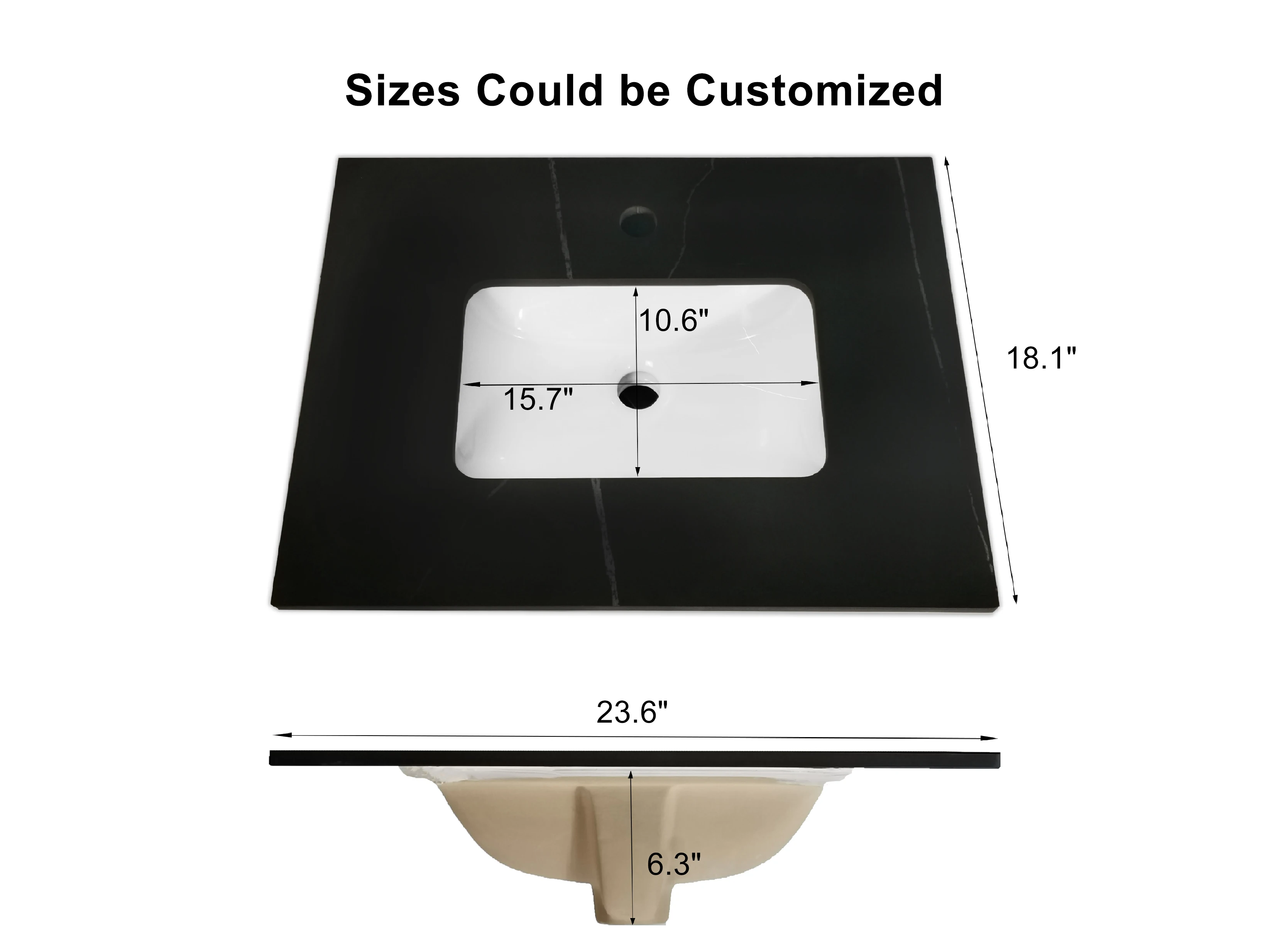 Tarpul Modern Stone Style Design Solid Surface Rock Slab Porcelain Undercounter Sinks Vanity Basin for Hotel Bathroom Use details