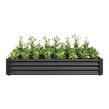 Raised Garden Bed Outdoor 6*3*1ft Metal Raised Rectangle Planter Beds for Plants Vegetables and Flowers in Black