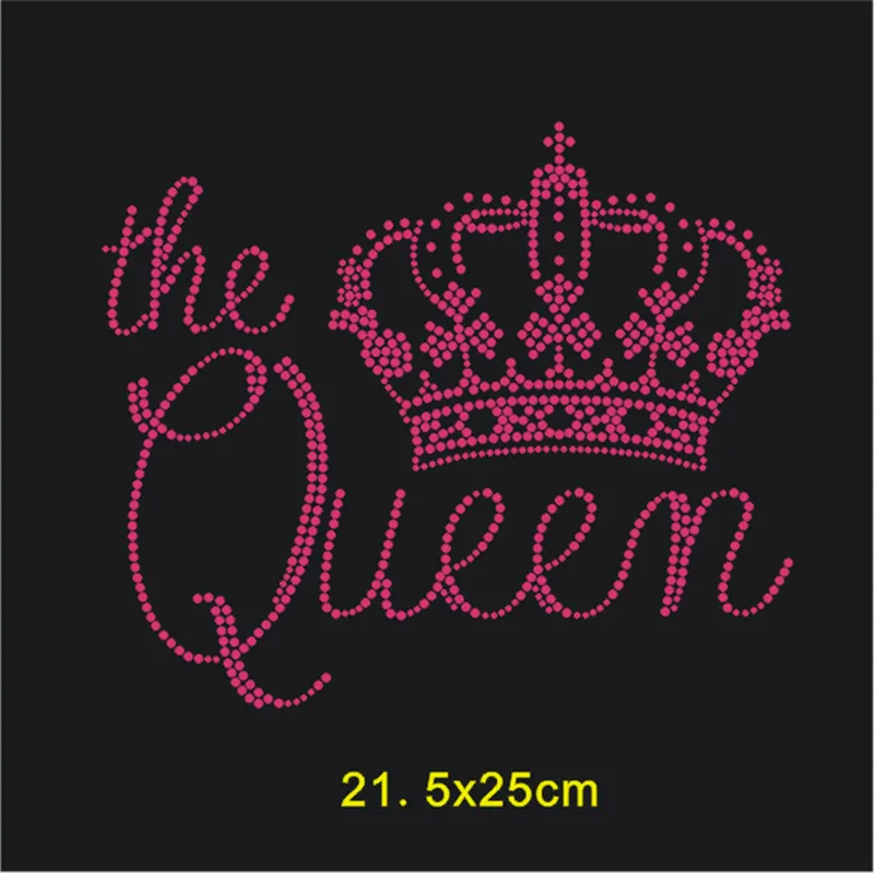 Bling Queen Crown Rhinestone Pattern heat transfer patches Custom Hotfix Rhinestone Design motif for T shirt