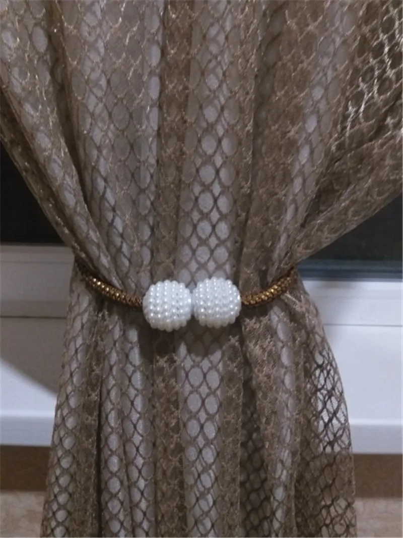 Pearl Magnetic Magnetic Ball Curtain Tie Rope Backs Holdbacks Buckle Clips Accessory Rods Accessoires Hook Holder R1567