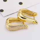 Gold Earrings Earrings New Fashion Jewelry Cubic Zircon Brass Small V-Shaped Gold Hoop Earrings