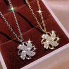 Necklaces Hot Sale Jewelry KYNL0433 Platinum Plated 3A Zircon Beautiful Flower Shape Necklaces For Women