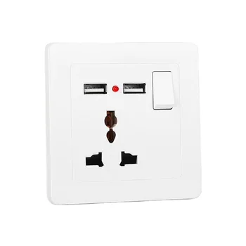 UK Standard USB Outlet,Dual USB Charger Port,Global universal 13A electrical socket, Switch control USB Wall Power Socket