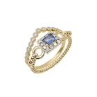 Ring Jewelry Diamond 14K Real Gold Sapphire Romantic Wedding Ring Fine Jewelry 14k Solid Gold Diamond Ring Set